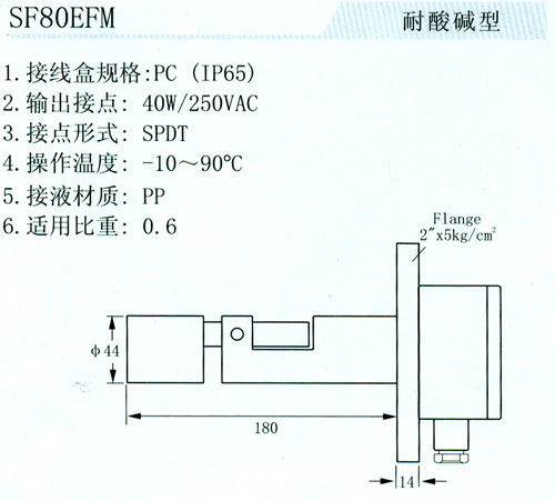 側裝式浮球液位開關