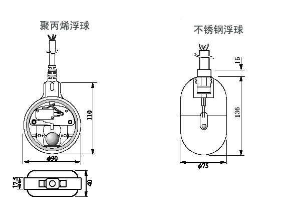 组合型电缆浮球液位开关 3
