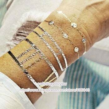 gold flash metallic jewel tattoo sticker wholesale