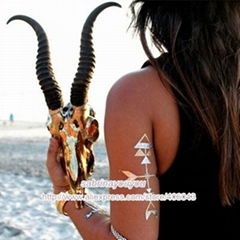 gold plated metallic flash jewel tattoo sticker