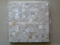 Mesh 25x25mm/300x300mm White MOP mosaic tiles, Butt-joint gap format