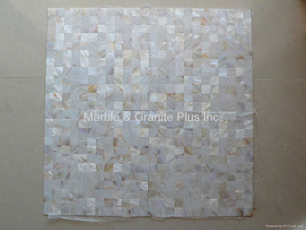 Mesh 25x25mm/300x300mm White MOP mosaic tiles, Butt-joint gap format 2