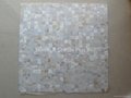 Mesh 25x25mm/300x300mm White MOP mosaic tiles, Butt-joint gap format