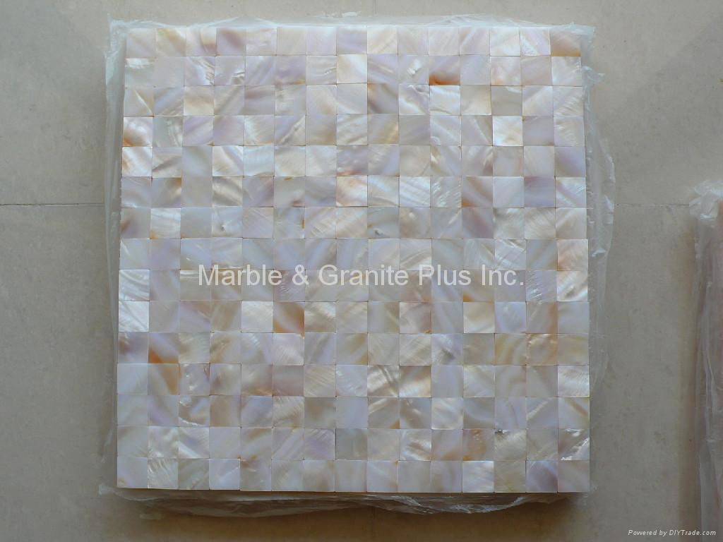 Mesh 20x20mm/300x300mm White MOP Mosaic Tile, Butt-joint gap format