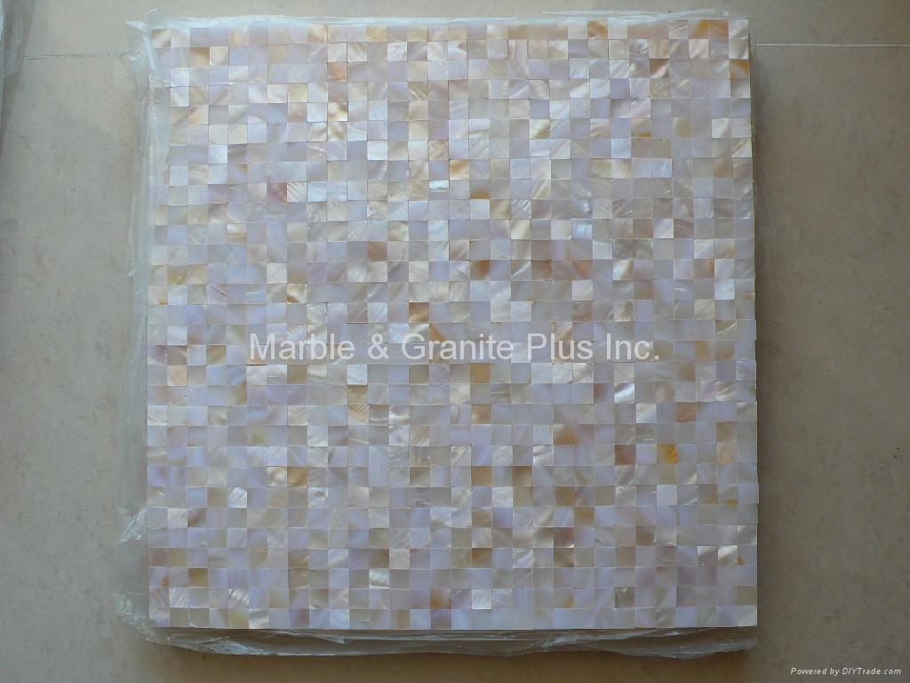 Mesh 10x10mm/300x300mm White MOP Mosaic Tile, Butt-joint gap format