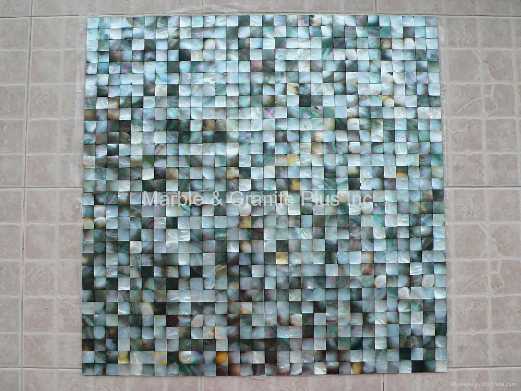 Mesh 20x20mm/300x300mm Blacklip Seashell MOP Mosaic Tile, Butt-joint gap format 2