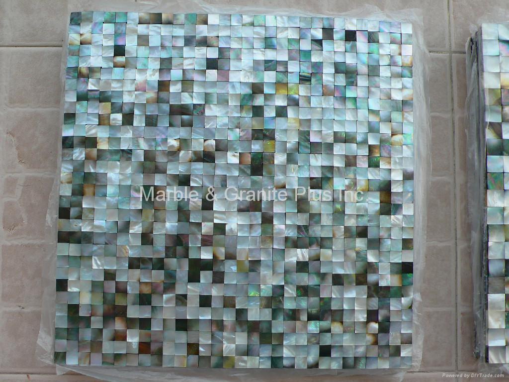 Mesh 10x10mm/300x300mm Blacklip Seashell MOP mosaic tile, Butt-joint gap format