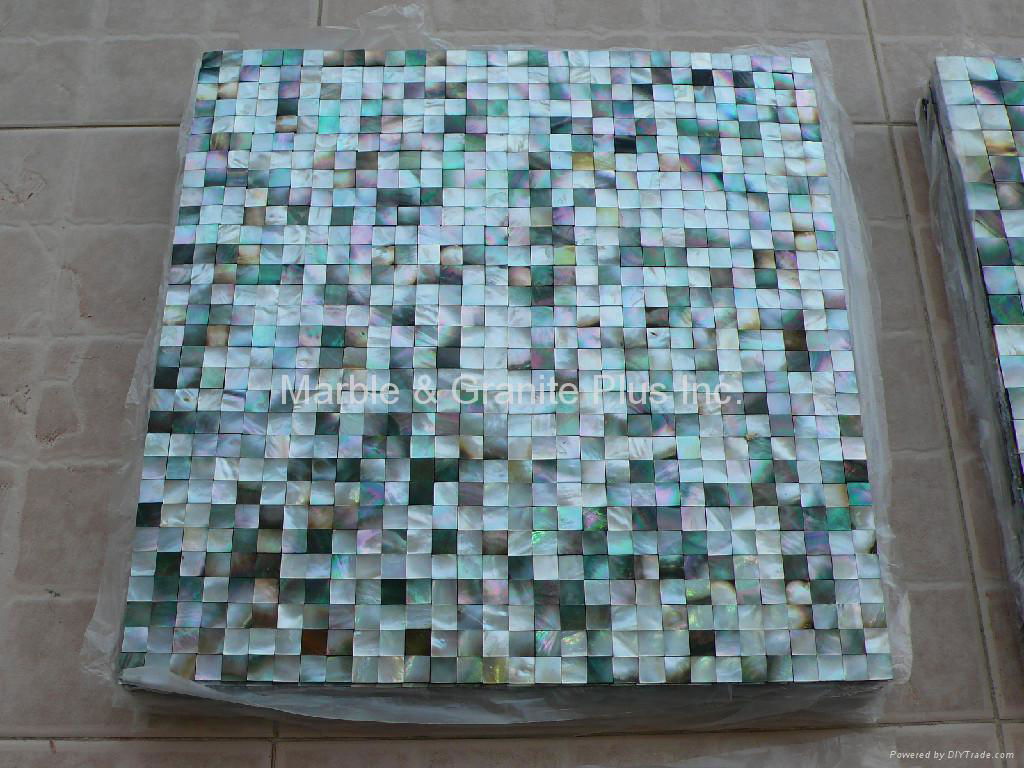 Mesh 10x10mm/300x300mm Blacklip Seashell MOP mosaic tile, Butt-joint gap format 2