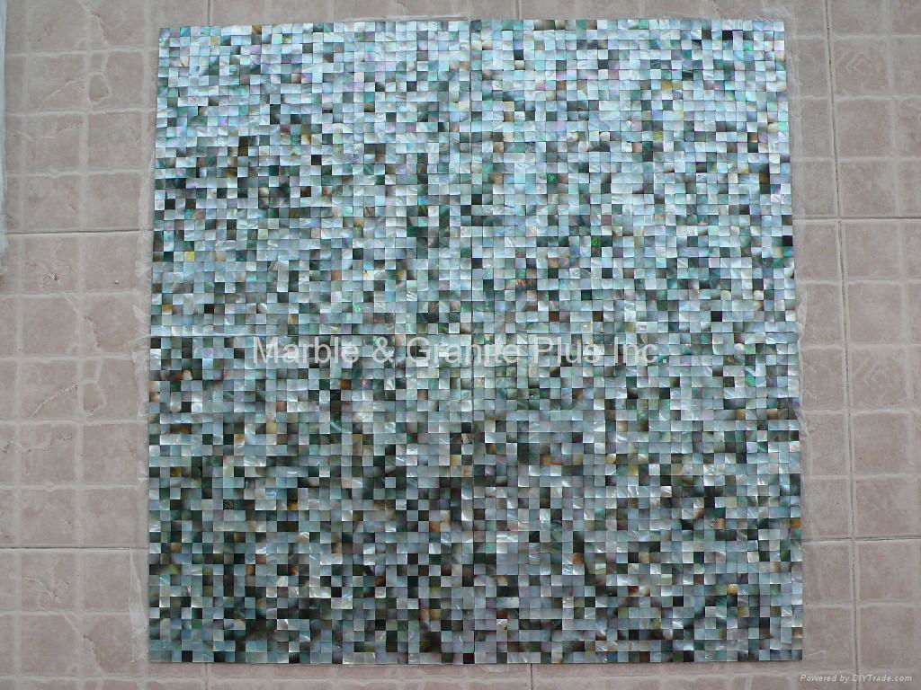 Mesh 10x10mm/300x300mm Blacklip Seashell MOP mosaic tile, Butt-joint gap format 3