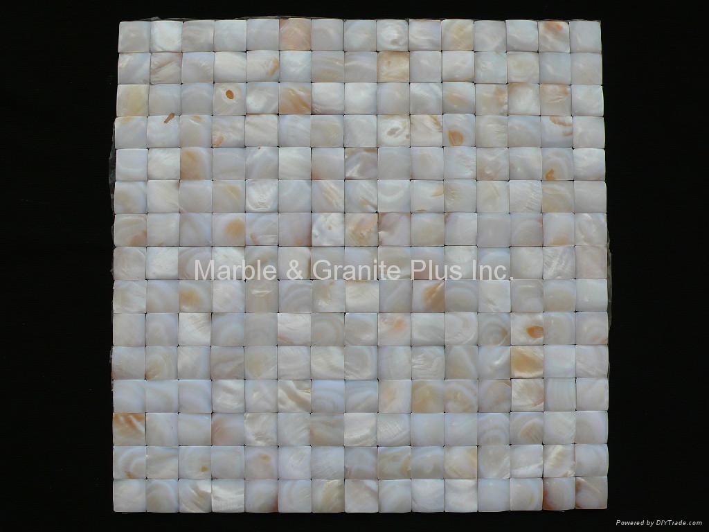 3D White MOP Mosaic tile 20x20mm/300x300mm, butt-joint gap format