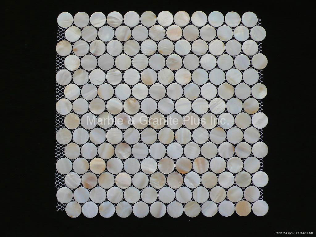 Dia. 25mm White MOP mosaic tile