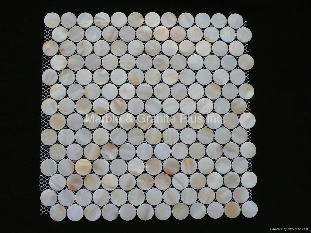 Dia. 25mm White MOP mosaic tile 2
