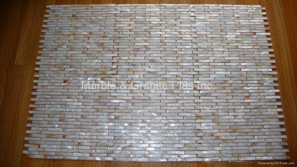 Brick Pattern 10x60mm/315x310x2mm mesh white MOP tile 3