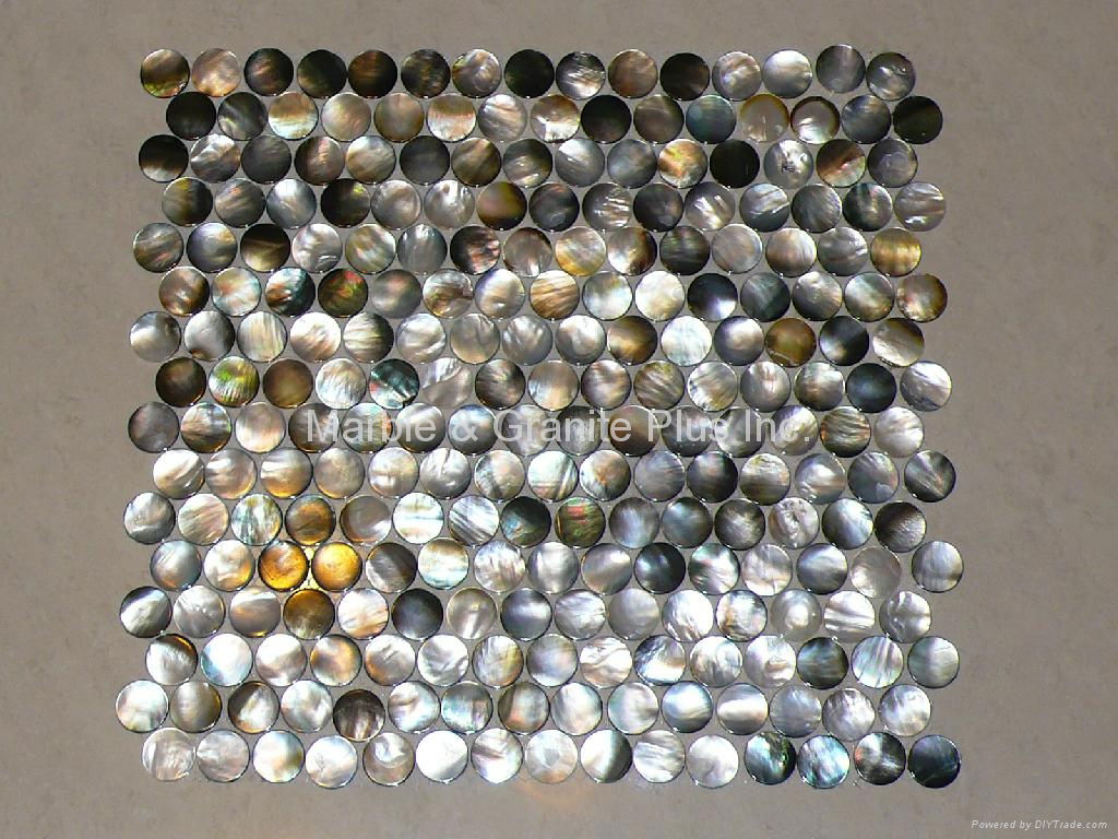 Dia. 20mm Blacklip Seashell MOP Mosaic Tile 2