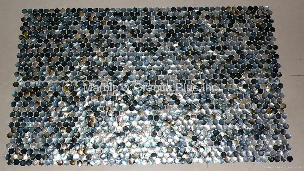 Dia. 20mm Blacklip Seashell MOP Mosaic Tile 3