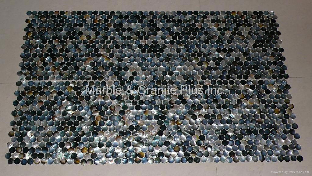 Dia. 20mm Blacklip Seashell MOP Mosaic Tile 4