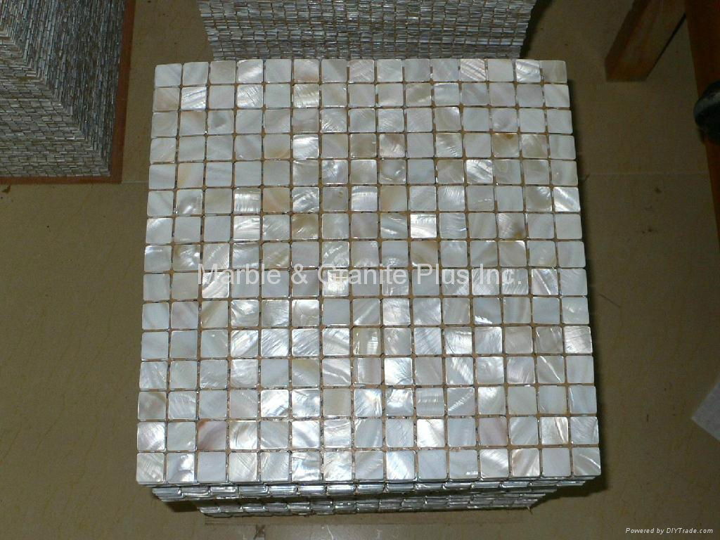 mesh 20x20mm/326x326x2mm white Mother of Pearl mosaic tile, with open grout gap  2