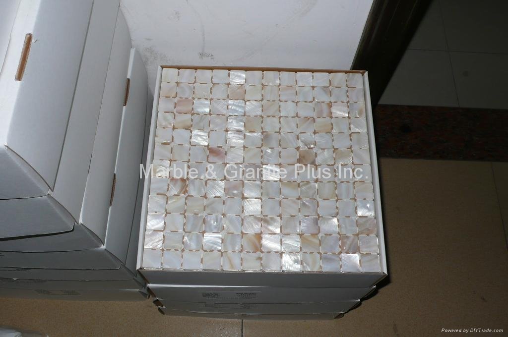 mesh 25x25mm/322x322x2mm white Mother of Pearl mosaic tile, with open grout gap  3