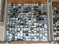 mesh 20x20mm/326x326mm Black Mother of Pearl mosaic tile, with open grout gap   1