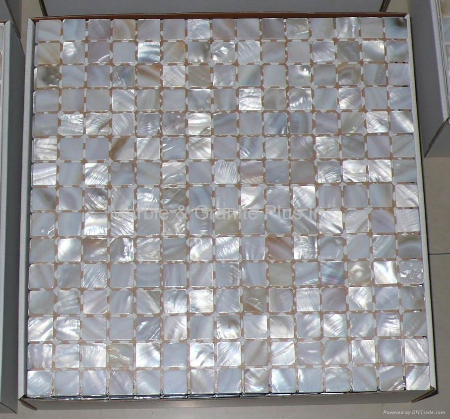 mesh 20x20mm/326x326x2mm white Mother of Pearl mosaic tile, with open