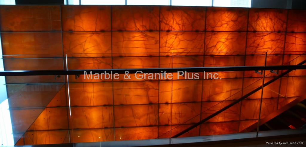 Backlit stone panel