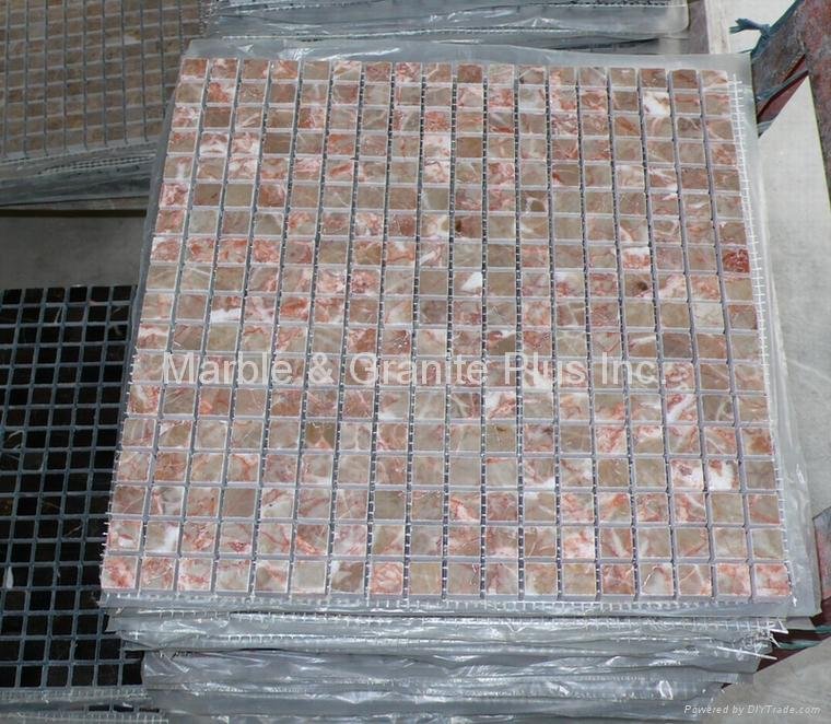 Agate Red / Strata Tan marble mosaic tile 3