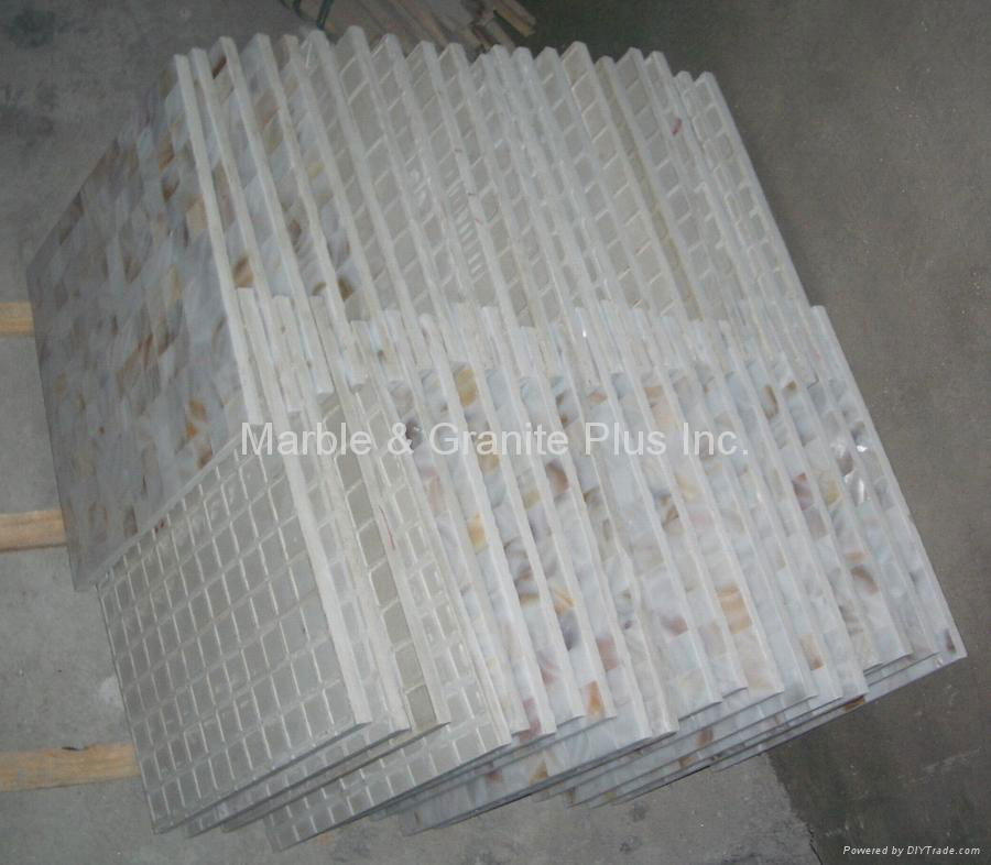 25x25mm/600x600x11 Solid White Mother of Pearl Tile, porcelain tile backing  2