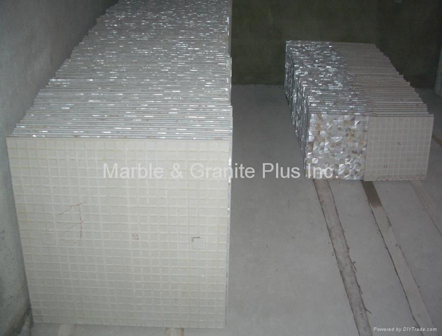 25x25mm/600x600x11 Solid White Mother of Pearl Tile, porcelain tile backing 