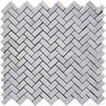 Snow White Herringbone Mosaic Tile