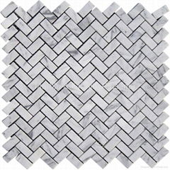 Bianco Carrara Herringbone Mosaic Tile