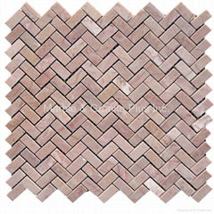 Oriental Pink Herringbone Mosaic Tile