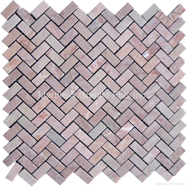 Oriental Pink Herringbone Mosaic Tile 2