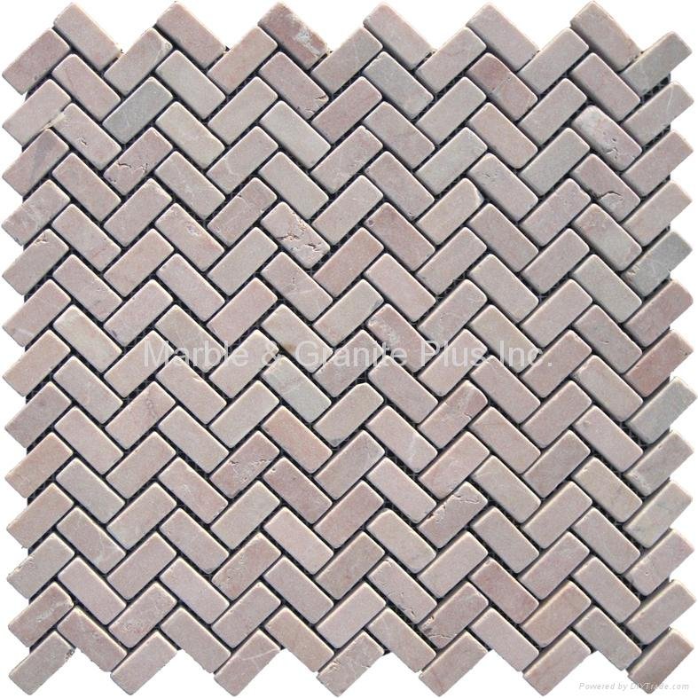 Oriental Pink Herringbone Mosaic Tile 3
