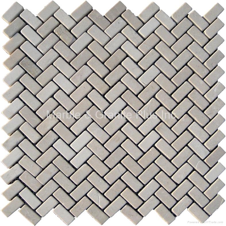 Royal Botticino Herringbone Mosaic Tile 2