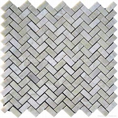 Light Irish Green Herringbone Mosaic Tile