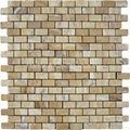 Golden Travertine Brick Pattern Mosaic Tile