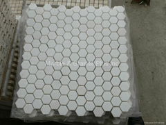 Thassos Hex Pattern Mosaic Tile