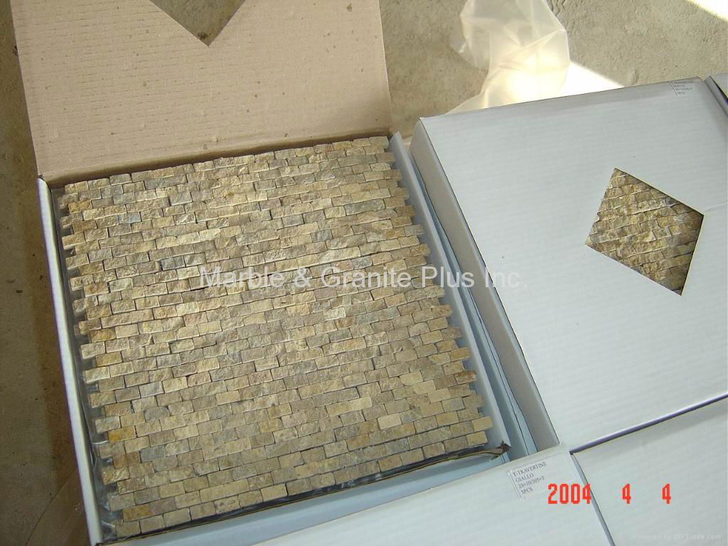 Yellow Travertine Split finish mosaic tiles