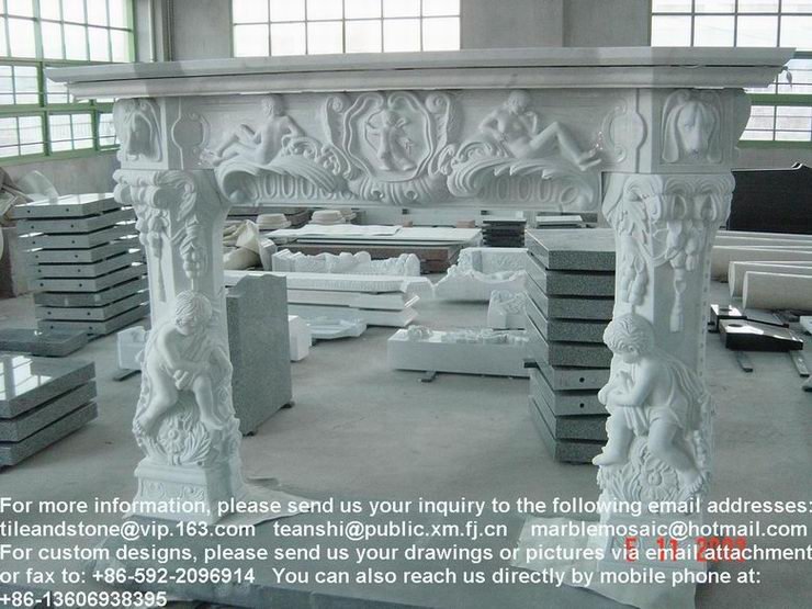 China White marble fireplace