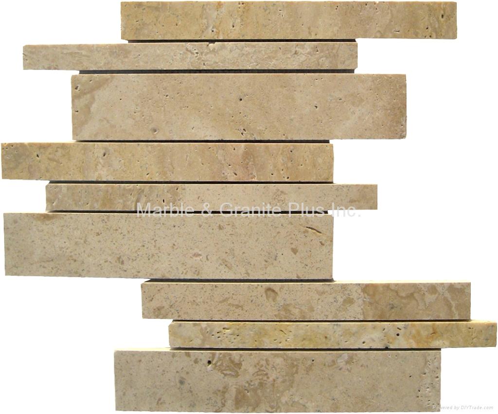 Beige Travertine brick mosaic tile 1