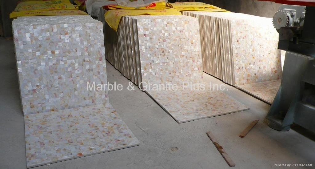 25x25mm/600x600x11mm Solid White Freshwater MOP tile (Ceramic Tile backing)