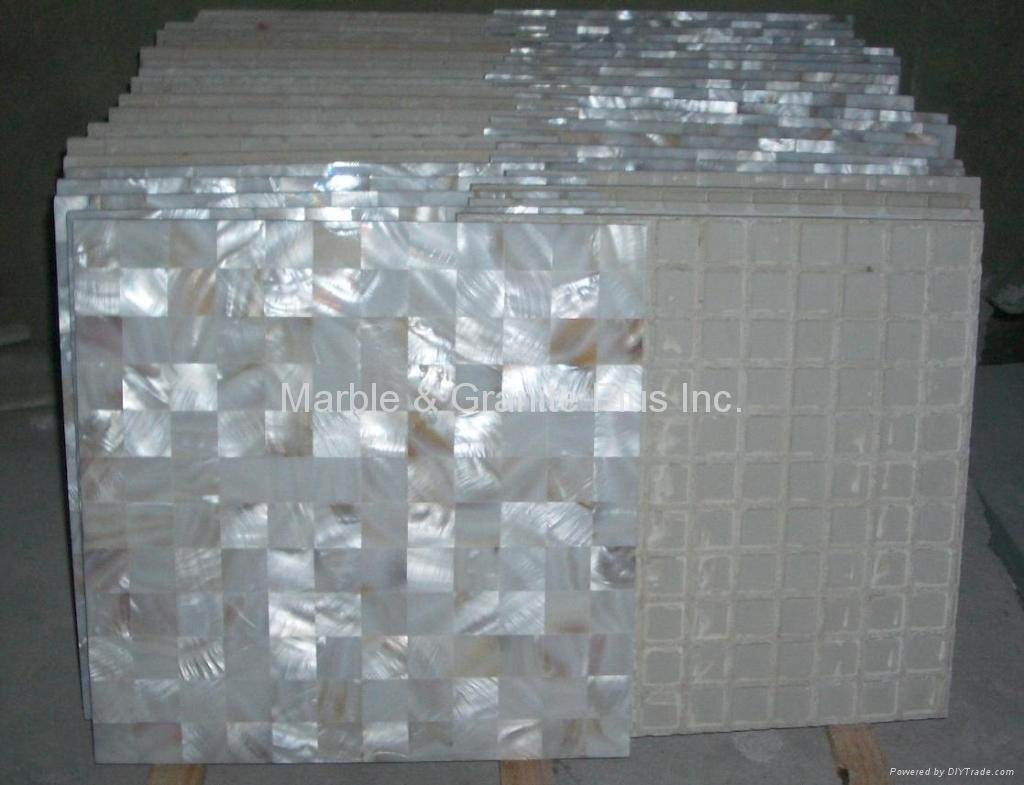25x25mm/300x300x11mm Solid White Freshwater MOP tile (Ceramic Tile backing)