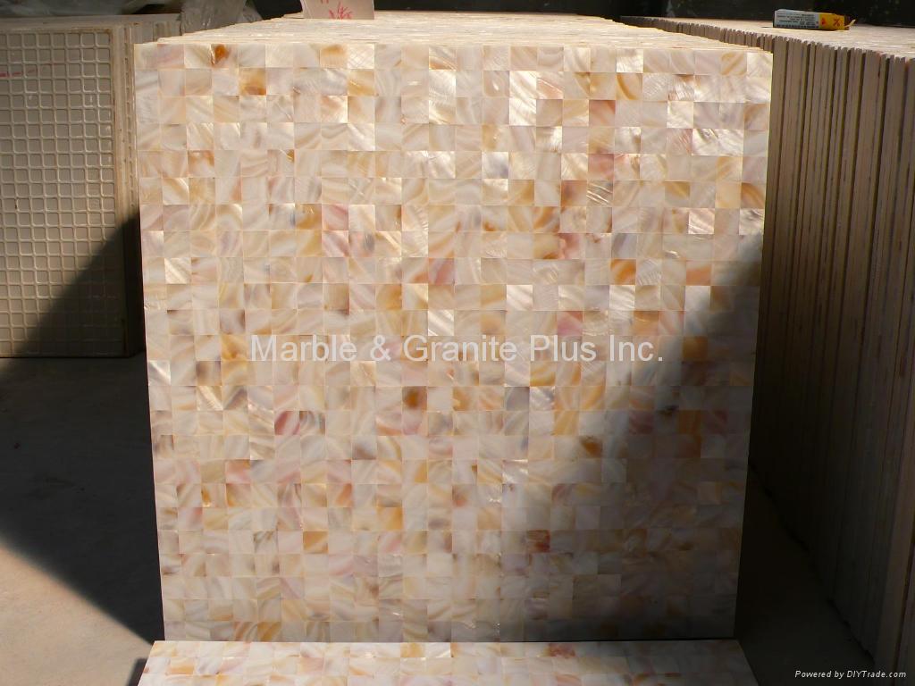 25x25mm/600x600x11 Solid White Mother of Pearl Tile, porcelain tile backing 3