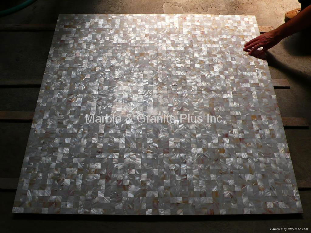 25x25mm/600x600x11 Solid White Mother of Pearl Tile, porcelain tile backing 2