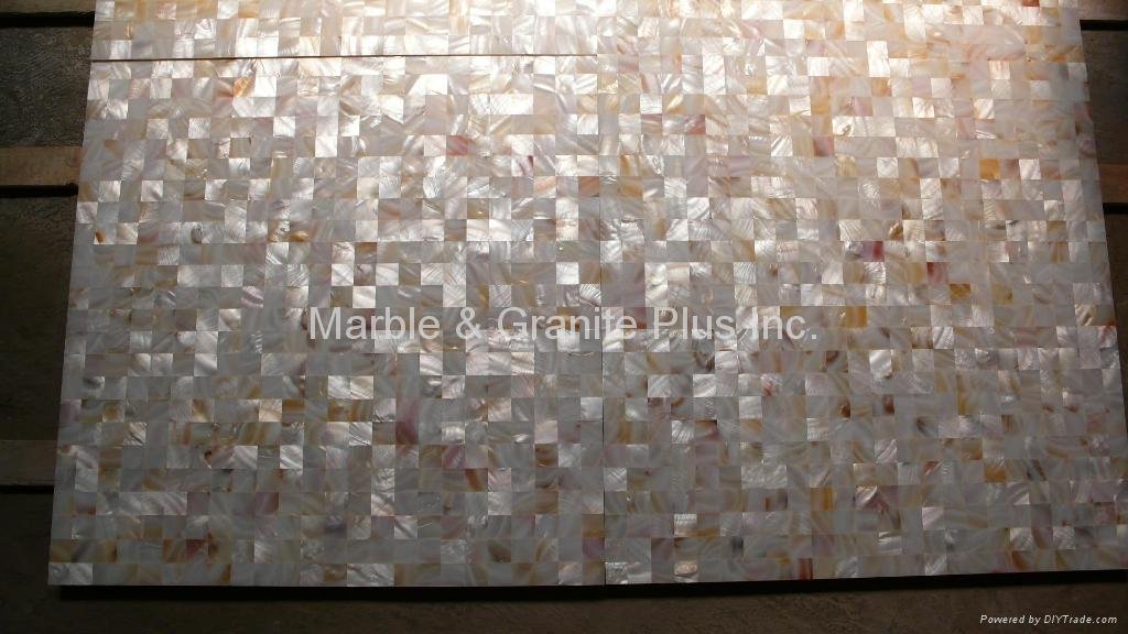 25x25mm/600x600x11 Solid White Mother of Pearl Tile, porcelain tile backing 3