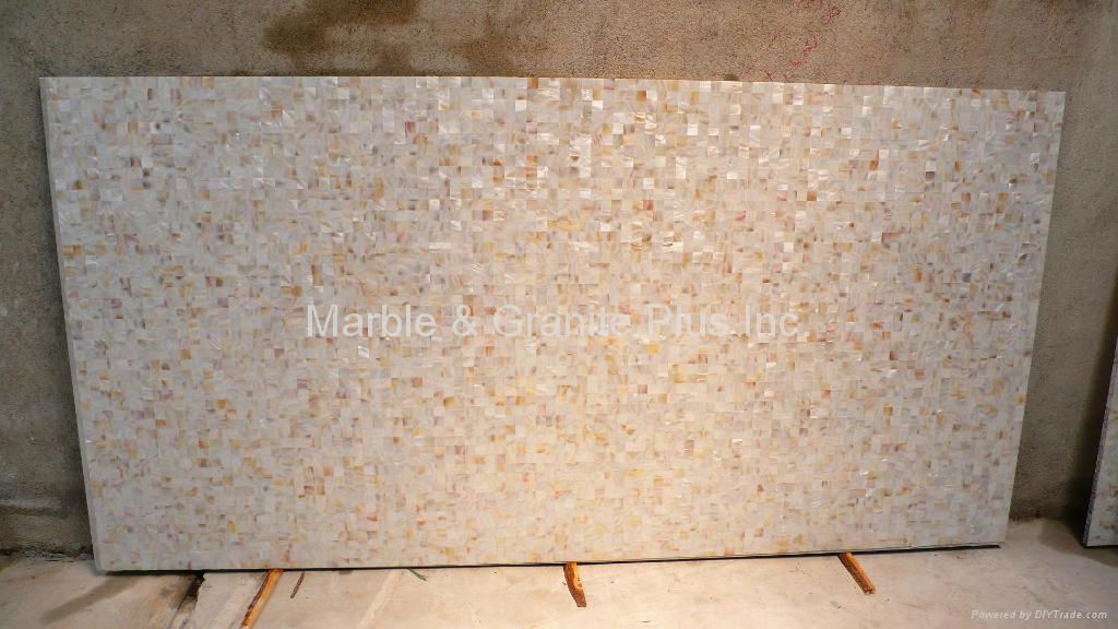 25x25mm/2440x1220x20mm Solid White freshwater MOP slab 2