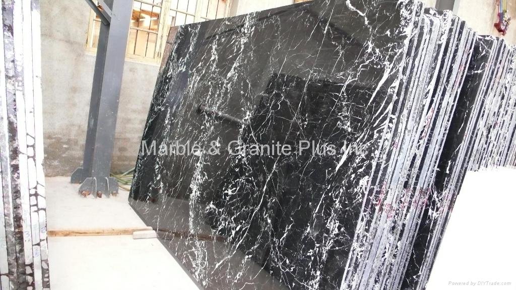 Nero Marquina marble slab (more white veins) 2