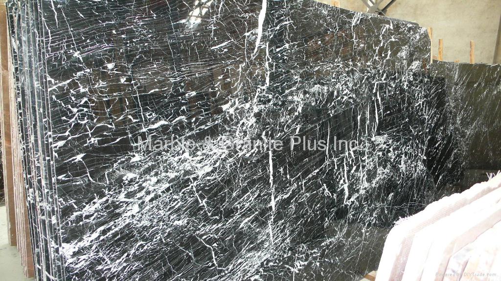 Nero Marquina marble slab (more white veins) 3