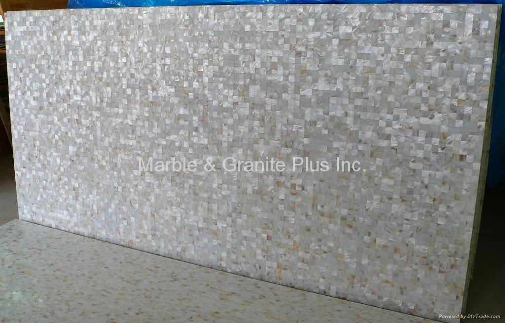 25x25mm/2440x1220x20mm Solid White freshwater MOP slab