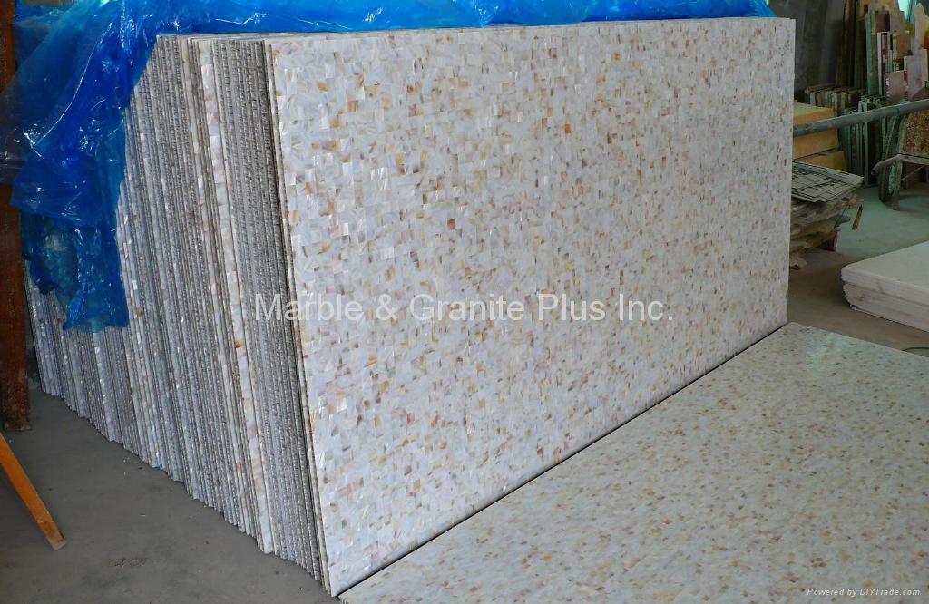 25x25mm/2440x1220x20mm Solid White freshwater MOP slab 3